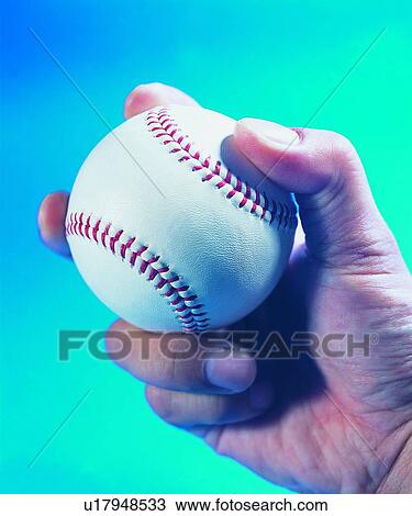 Stock Image - sporting good, baseball, hand, grapping. Fotosearch