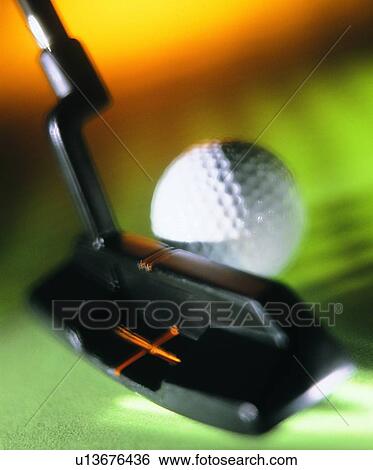 Stock Photograph - sporting good, close up, golf ball, golf club. Fotosearch