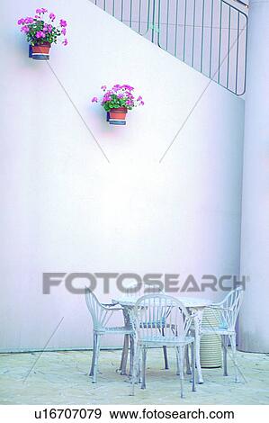 flower, foreign, plant, scenery, stairs, table View Large Photo Image Stock Photo - flower, foreign, plant, scenery, stairs, table. Fotosearch