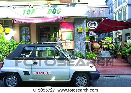 Stock Photo - foreign, street, canopy, railing, car, vehicle. Fotosearch