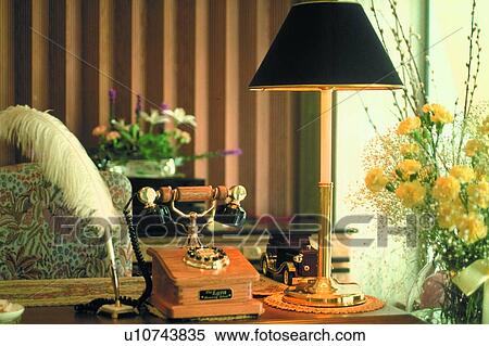 scenery, foreign, antique, table lamp, telephone, plant View Large Photo Image Stock Photography - scenery, foreign, antique, table lamp, telephone, plant. Fotosearch