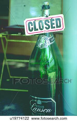 Stock Image - scenery, foreign, label, alcohol, sign, wine bottle. Fotosearch