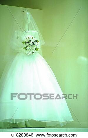 Stock Photograph - scenery, foreign, model, wedding dress, plant, flower. Fotosearch