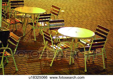 Stock Photograph - scenery, foreign, outdoor, chair, table, shadow. Fotosearch