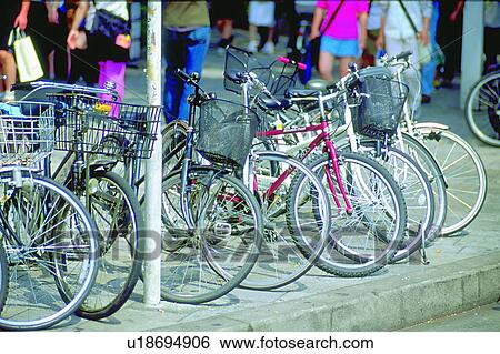 shopping, scenery, people, sidewalk, walking, basket, bike View Large Photo Image Stock Photograph - shopping, scenery, people, sidewalk, walking, basket, bike. Fotosearch