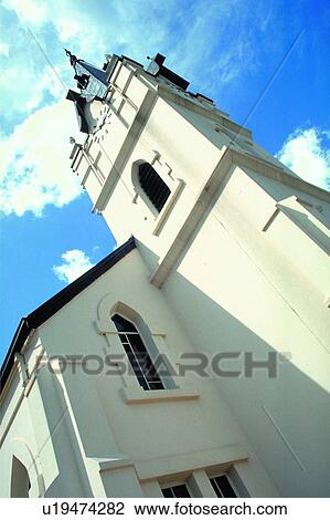 Stock Image - sky, scenery, time, religion, white, building. Fotosearch