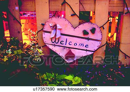 welcome, railing, plant, ribbon, heart, leaf View Large Photo Image Stock Image - welcome, railing, plant, ribbon, heart, leaf. Fotosearch