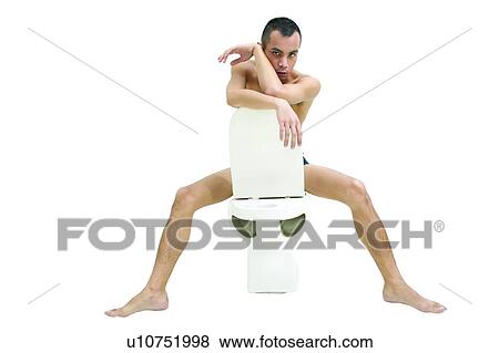Stock Photo - Defecating, Looking At Camera, Black Hair, Routine, Toilet. Fotosearch