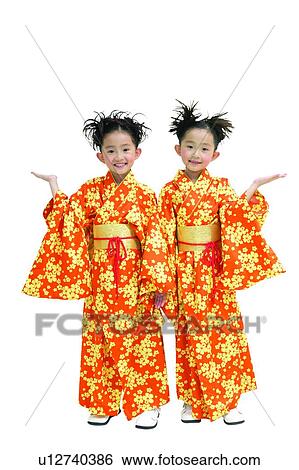Stock Photograph - Gesturing, Only Girls, Twin, Girls. Fotosearch