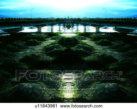 Stock Image - Blue, Bridge, Cloud, Day, Green. Fotosearch
