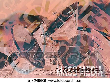 Close-up of satellite dishes superimposed on a brown background View Large Photo Image Stock Photography - Close-up of satellite dishes superimposed on a brown background. Fotosearch