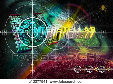 Stock Image - Close-up of text superimposed on a background of concentric circles. Fotosearch