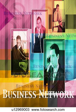 Stock Image - Close-up of text superimposed on images of a businessman. Fotosearch