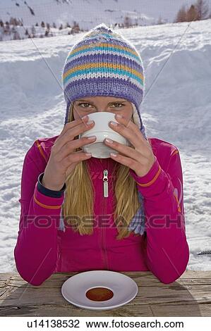 Stock Image - Girl drinking. Fotosearch