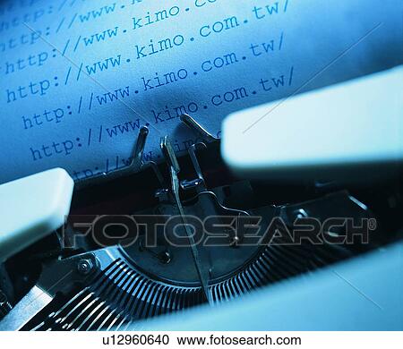 Stock Image - typewriter, paper, typing, word, website, keystroke. Fotosearch