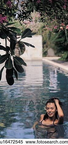 Stock Photography - idyllic, therapeutic, day, water, outdoor, swimming pool, greenery. Fotosearch