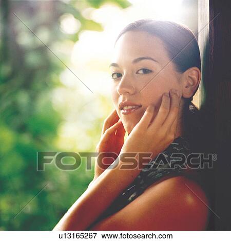 looking at camera, sarong, relaxation, style, outdoor, day View Large Photo Image Stock Photo - looking at camera, sarong, relaxation, style, outdoor, day. Fotosearch