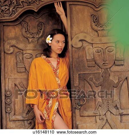 Stock Image - spa, beauty, care, carved door, lifestyle. Fotosearch