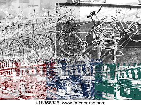 Close-up of cycles superimposed on a grey background View Large Photo Image Stock Photograph - Close-up of cycles superimposed on a grey background. Fotosearch