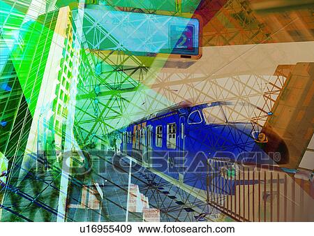Low angle view of buildings superimposed on a train View Large Photo Image Stock Photo - Low angle view of buildings superimposed on a train. Fotosearch