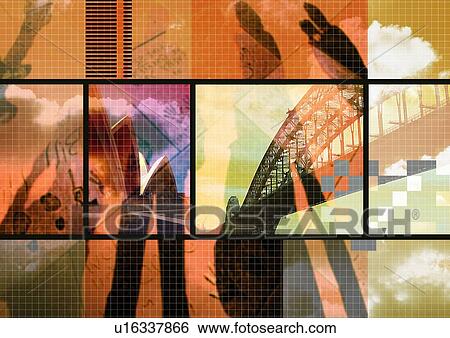 Stock Photograph - Squares superimposed on a grid pattern. Fotosearch