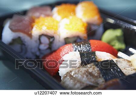 Stock Photo - Sushi lunch box close up.. Fotosearch