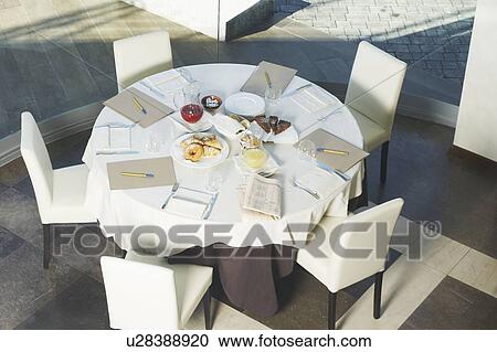 Table set up for business breakfast View Large Photo Image Stock Image - Table set up for business breakfast . Fotosearch