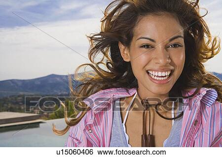 Natural beauty woman laughs outside in nature. View Large Photo Image Stock Photograph - Natural beauty woman laughs outside in nature.. Fotosearch