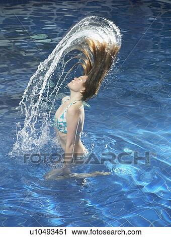 Woman jumping up out of pool. View Large Photo Image Stock Image - Woman jumping up out of pool.. Fotosearch