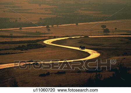 Stock Image -  a Silk Road In the Middle of the Country, High Angle View, China. Fotosearch