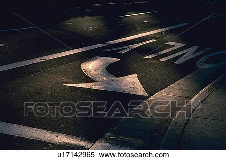 a White Road Sign Painted on the Street, High Angle View View Large Photo Image Stock Photography - a White Road Sign Painted on the Street, High Angle View. Fotosearch