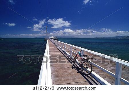 an Ocean Bridge With a Red Bike On it Under a Blue Sky, Side View View Large Photo Image Stock Image - an Ocean Bridge With a Red Bike On it Under a Blue Sky, Side View. Fotosearch