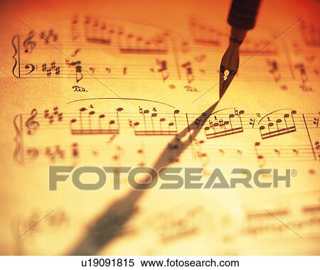 Stock Photography - Score and pen. Fotosearch