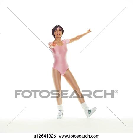 A woman in Leotard exercising, Front View, Copy Space View Large Photo Image Stock Photography - A woman in Leotard exercising, Front View, Copy Space. Fotosearch