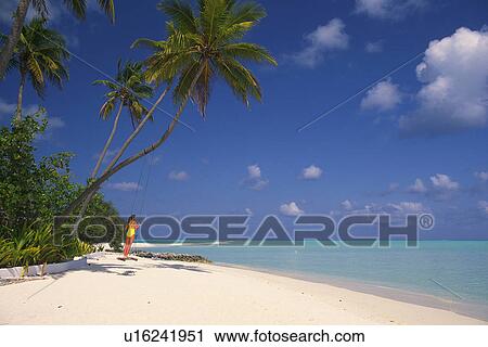 a Woman Standing on a Swing By the Beach Under a Blue Sky, Side View, Maldives, Micronesia View Large Photo Image Stock Image - a Woman Standing on a Swing By the Beach Under a Blue Sky, Side View, Maldives, Micronesia. Fotosearch