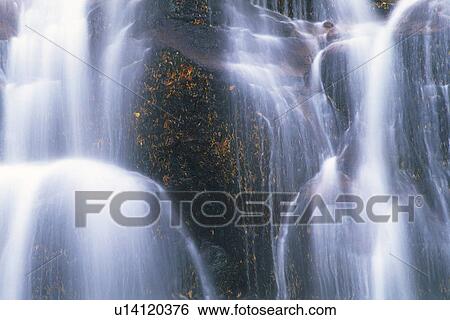 Stock Photograph -  a Waterfall, Low Angle View, Long Exposure, Akita Prefecture, Japan. Fotosearch