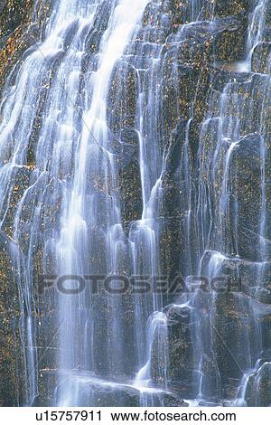Stock Image -  a Waterfall, the Water Splashing Around, Front View, Akita Prefecture, Japan. Fotosearch