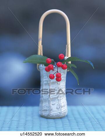 Stock Image - Nandin blossoms and pail. Fotosearch