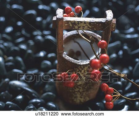 Stock Image - Nandin blossoms and pail. Fotosearch