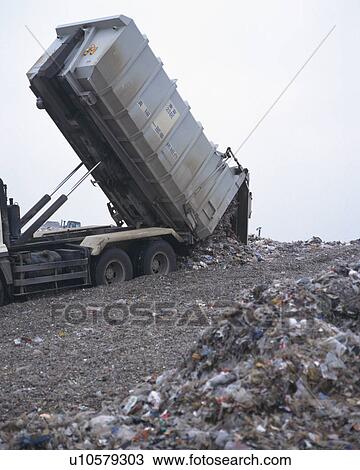 Bulldozer spreading trash in landfill, low angle view View Large Photo Image Stock Image - Bulldozer spreading trash in landfill, low angle view . Fotosearch
