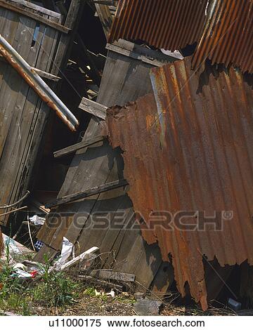 Stock Photography - Close up of scrap irons and woods, high angle view. Fotosearch