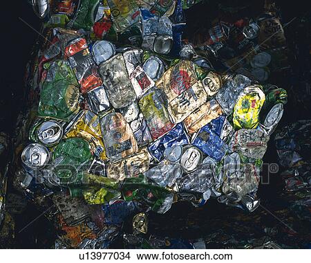 Crushed aluminum cans for recycling, high angle view View Large Photo Image Picture - Crushed aluminum cans for recycling, high angle view. Fotosearch