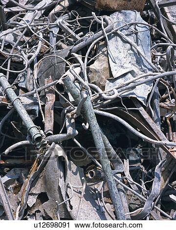 Stock Image - Pile of scrap irons, high angle view. Fotosearch