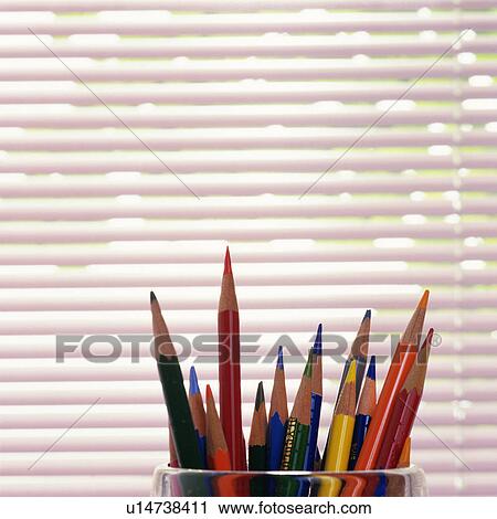 Stock Image - A bunch of color pencils, Close Up. Fotosearch