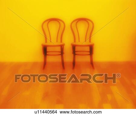 Picture - Two chairs on the floor, High Angle View, Soft Focus, Toned Image. Fotosearch
