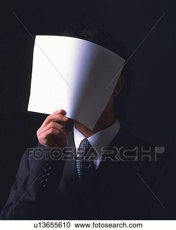 A businessman hiding face with paper, Front View View Large Photo Image Stock Image - A businessman hiding face with paper, Front View. Fotosearch