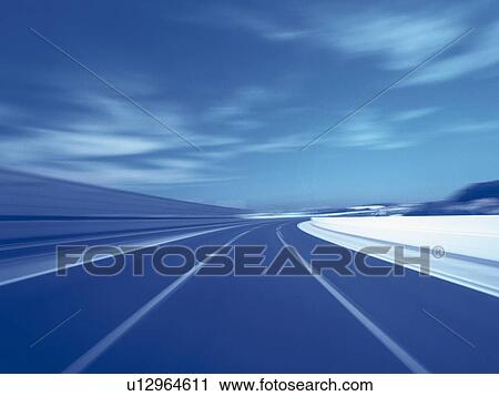 a Highway Under a Blue Sky, Front View, Blurred Motion, Toned Image View Large Photo Image Stock Image - a Highway Under a Blue Sky, Front View, Blurred Motion, Toned Image. Fotosearch
