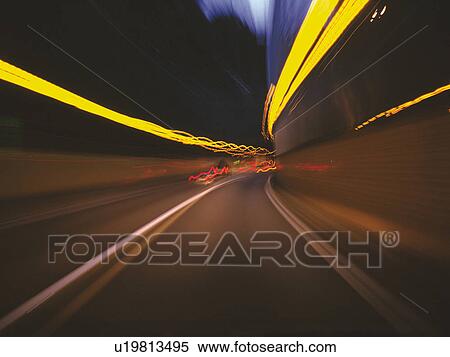 Stock Photography -  a Highway, With Several Car Lights, Blurred Motion, Long Exposure. Fotosearch