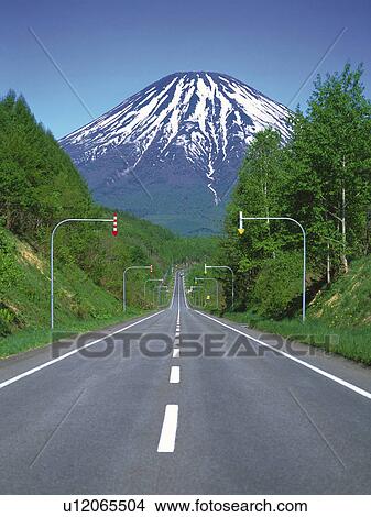 Picture -  a Mountain Path Heading to the Mt. Fuji, Front View, Japan. Fotosearch