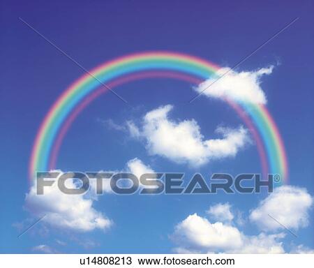a Rainbow in the Middle of the Blue Sky, Low Angle View, CG View Large Photo Image Stock Image - a Rainbow in the Middle of the Blue Sky, Low Angle View, CG. Fotosearch